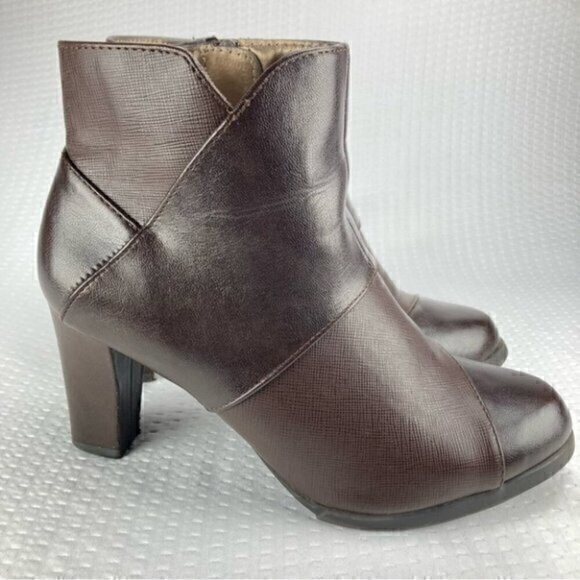 Life Stride Ankle Boots Womens Size 7 Brown Two Tone Velocity Flex Block Heels - Picture 5 of 11